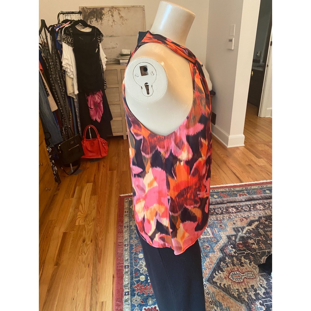 Tart Collections Womens Orange Pink Abstract Halter Neck Blouse Small - Picture 10 of 11